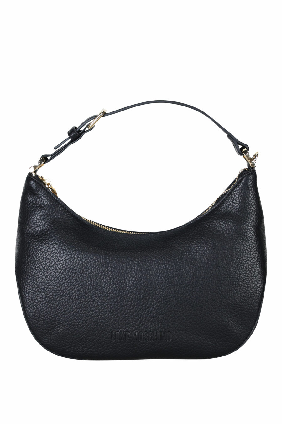 Black leather shoulder bag with monochrome mini logo - 3612230556089 6