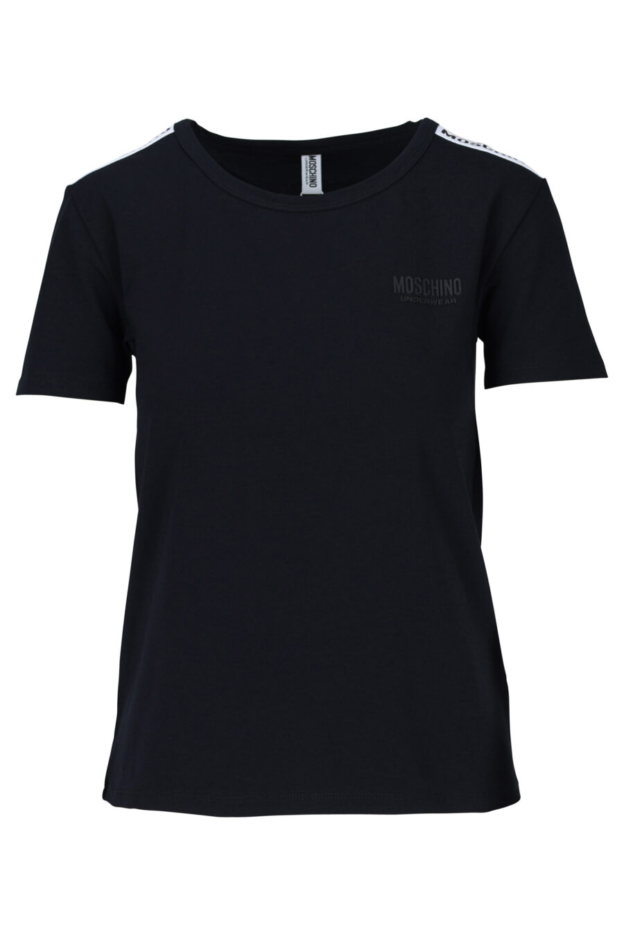 Black T-shirt with logo on shoulders - 667113033723