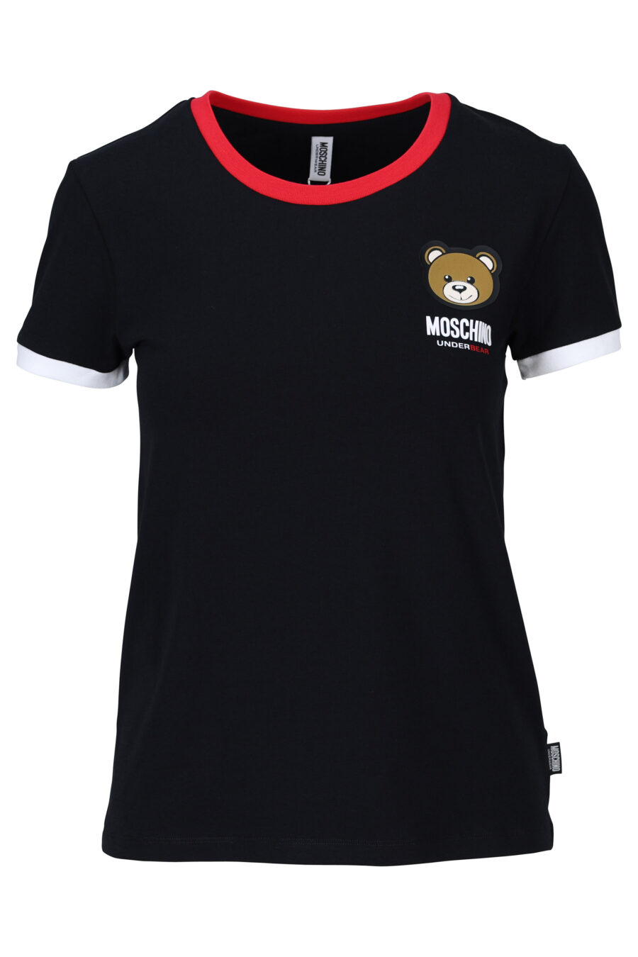 Camiseta negra con rojo y logo oso "underbear" parche - 667113062082