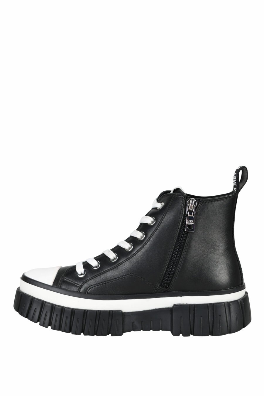 Black ankle boots with white laces and mini-logo - 8050142937599 2