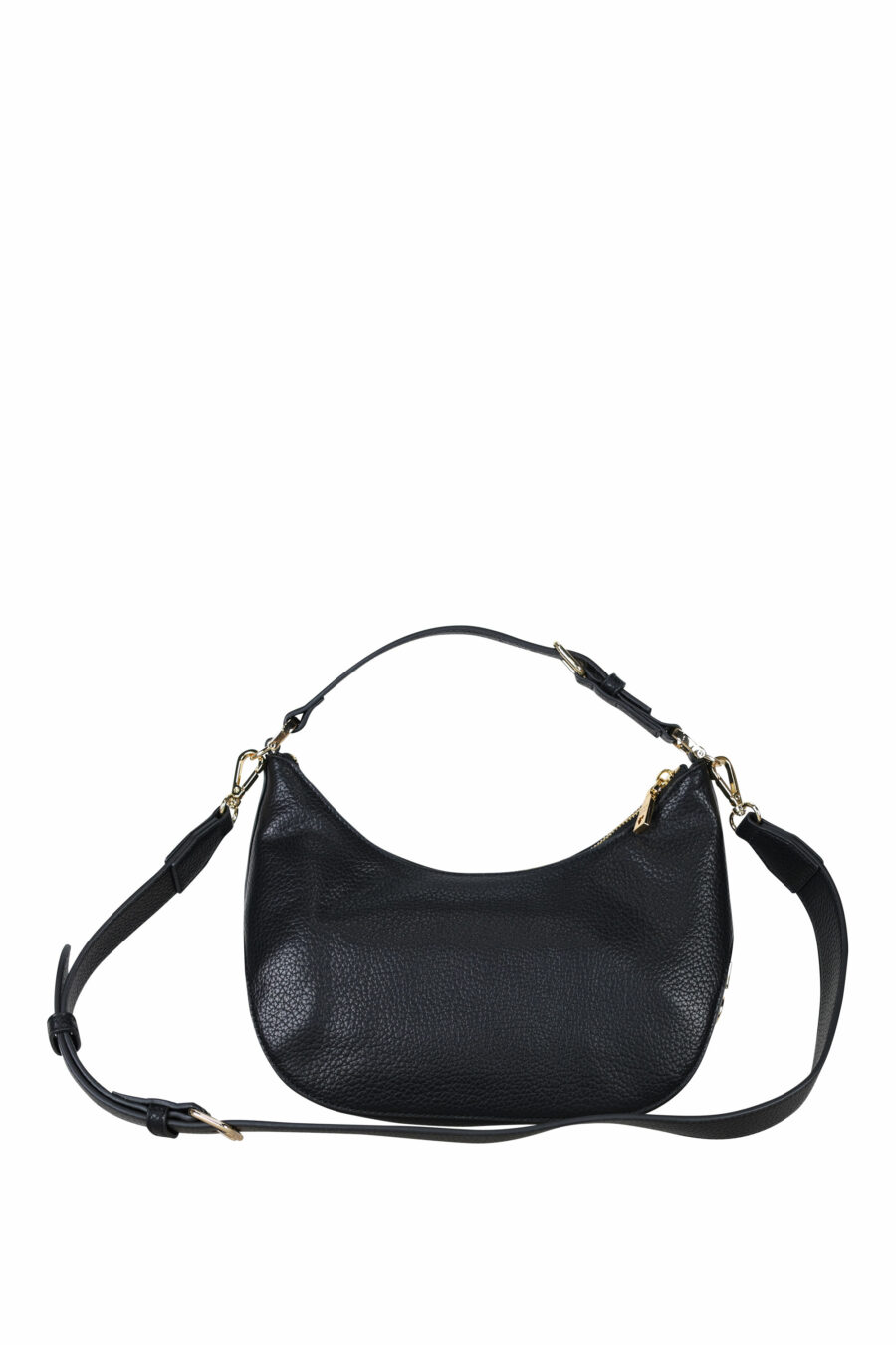 Black leather shoulder bag with monochrome mini logo - 8050142974310 1