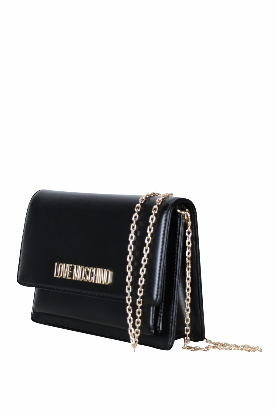 Black shoulder bag with gold lettering mini logo and chain - 8050142975010 1