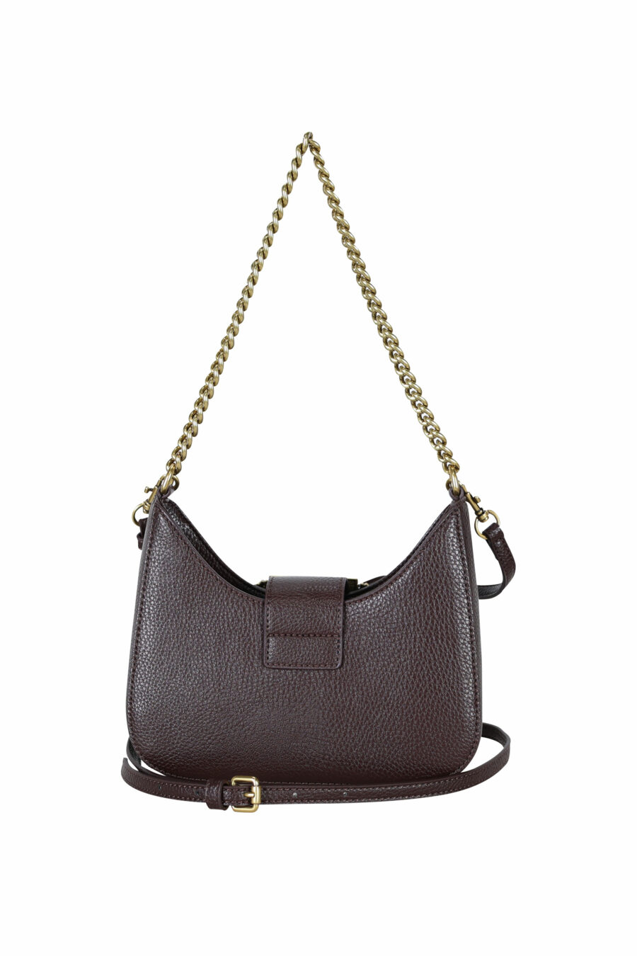 Brown hobo style shoulder bag with chain and baroque buckle - 8052019407556 2
