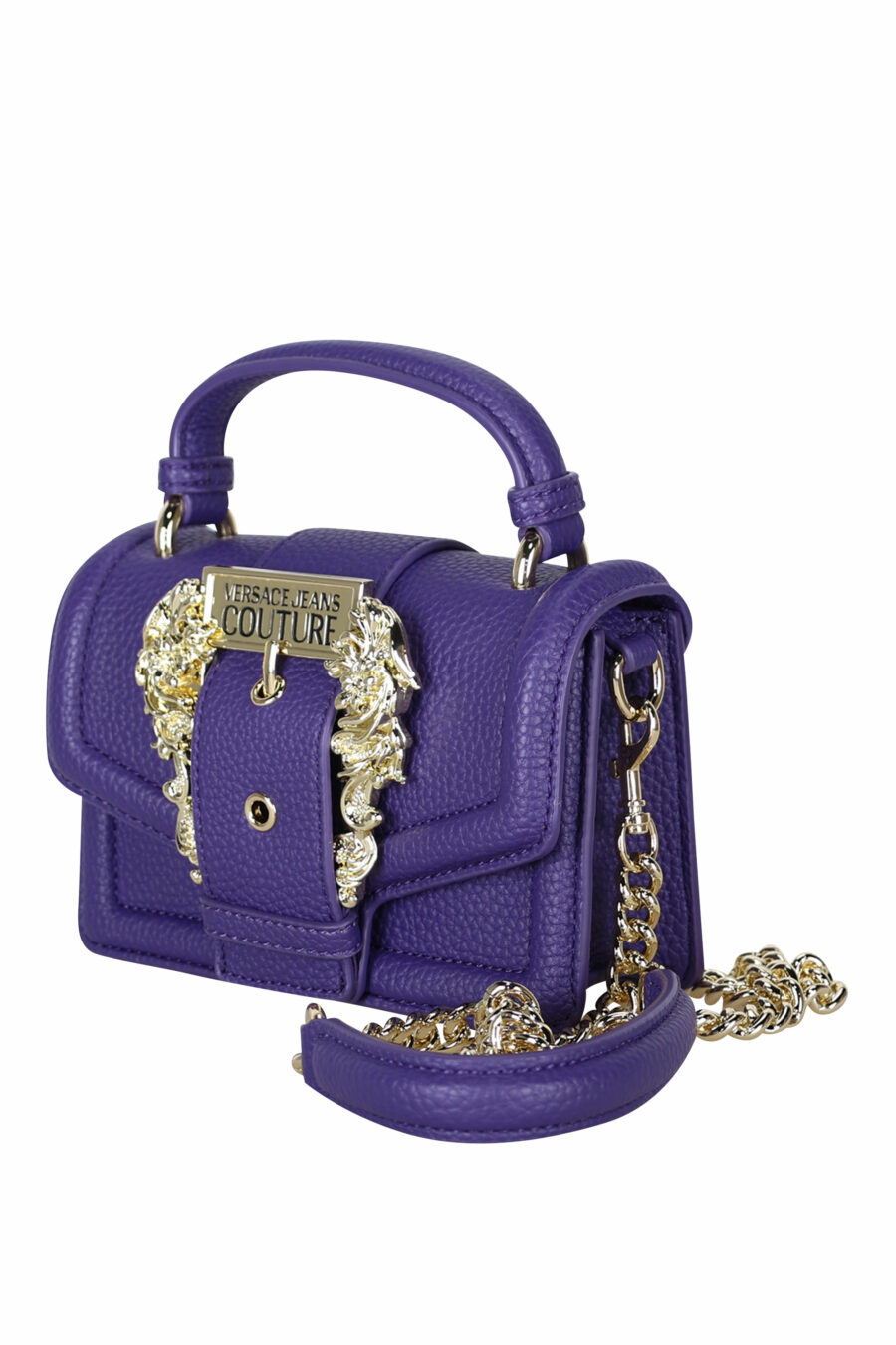 Violet shoulder bag with chain and baroque buckle - 8052019407600 1