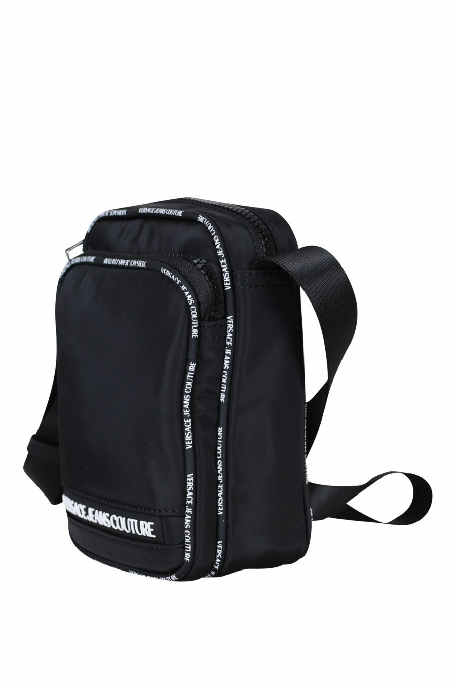Black crossbody bag with white mini-logo "lettering" on ribbon - 8052019409307 1