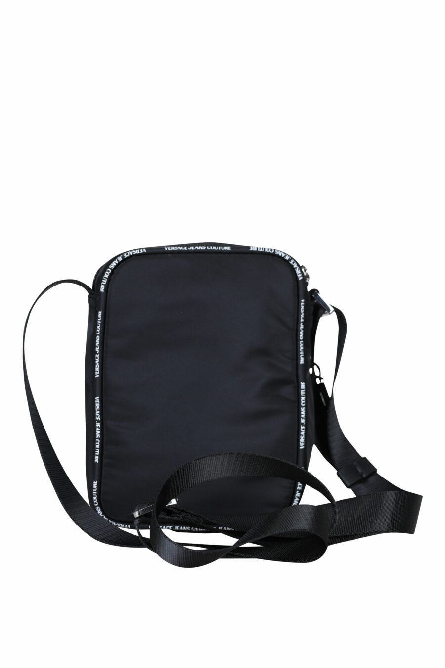 Black crossbody bag with white mini-logo lettering on ribbon - 8052019409307 2