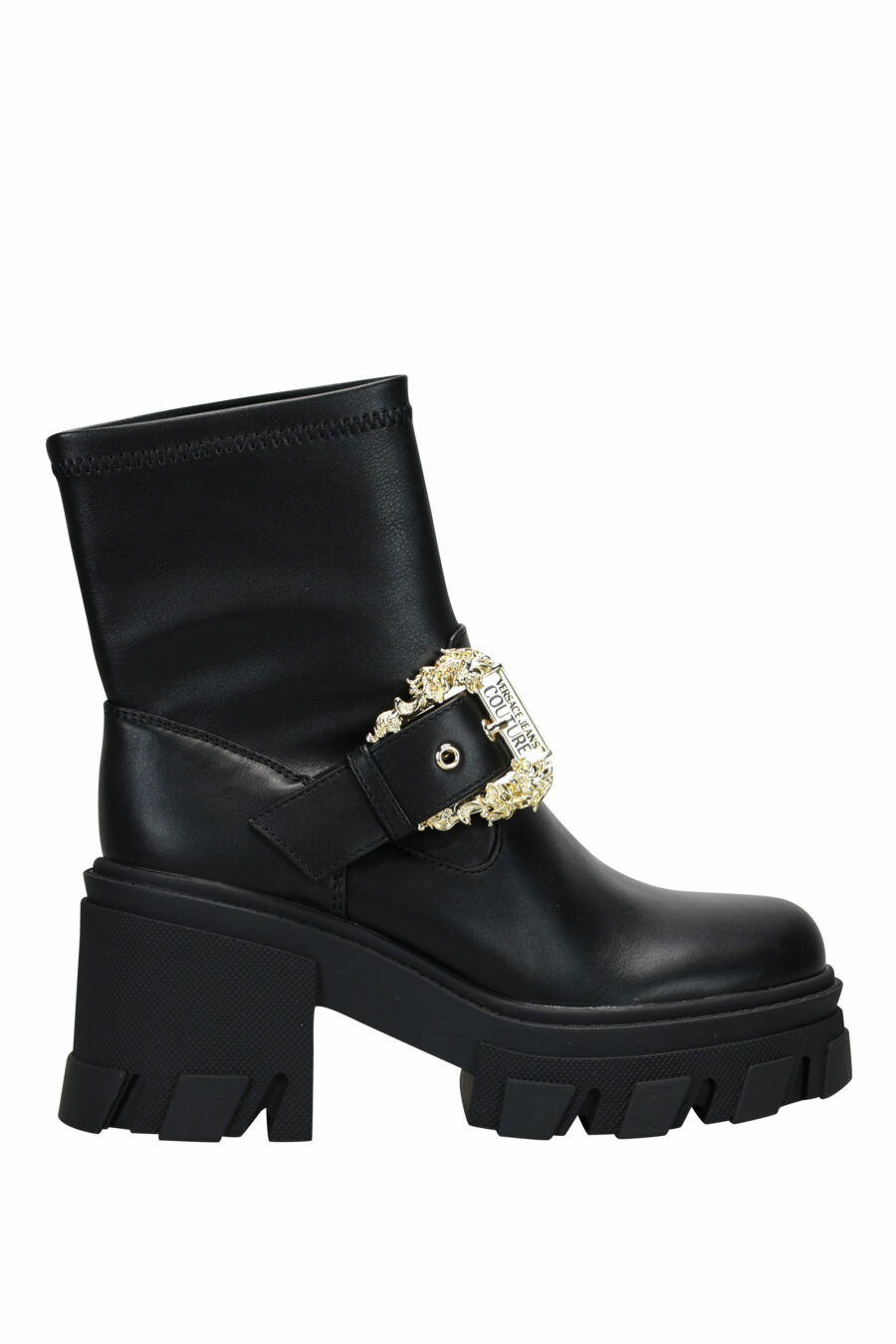 Black ankle boots with baroque buckle and platform - 8052019461084