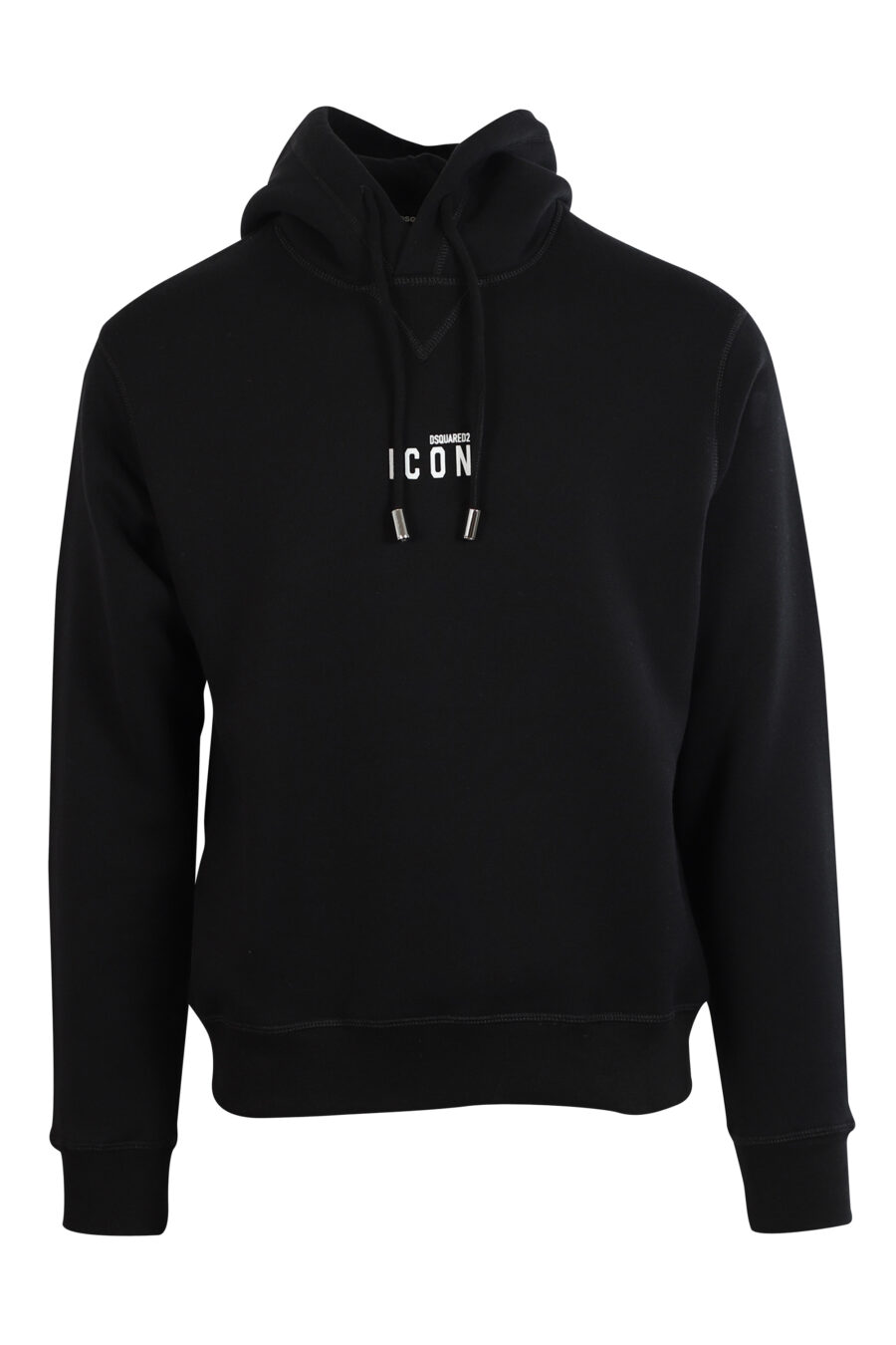 Black hooded sweatshirt with white centred mini logo - 8052134120743