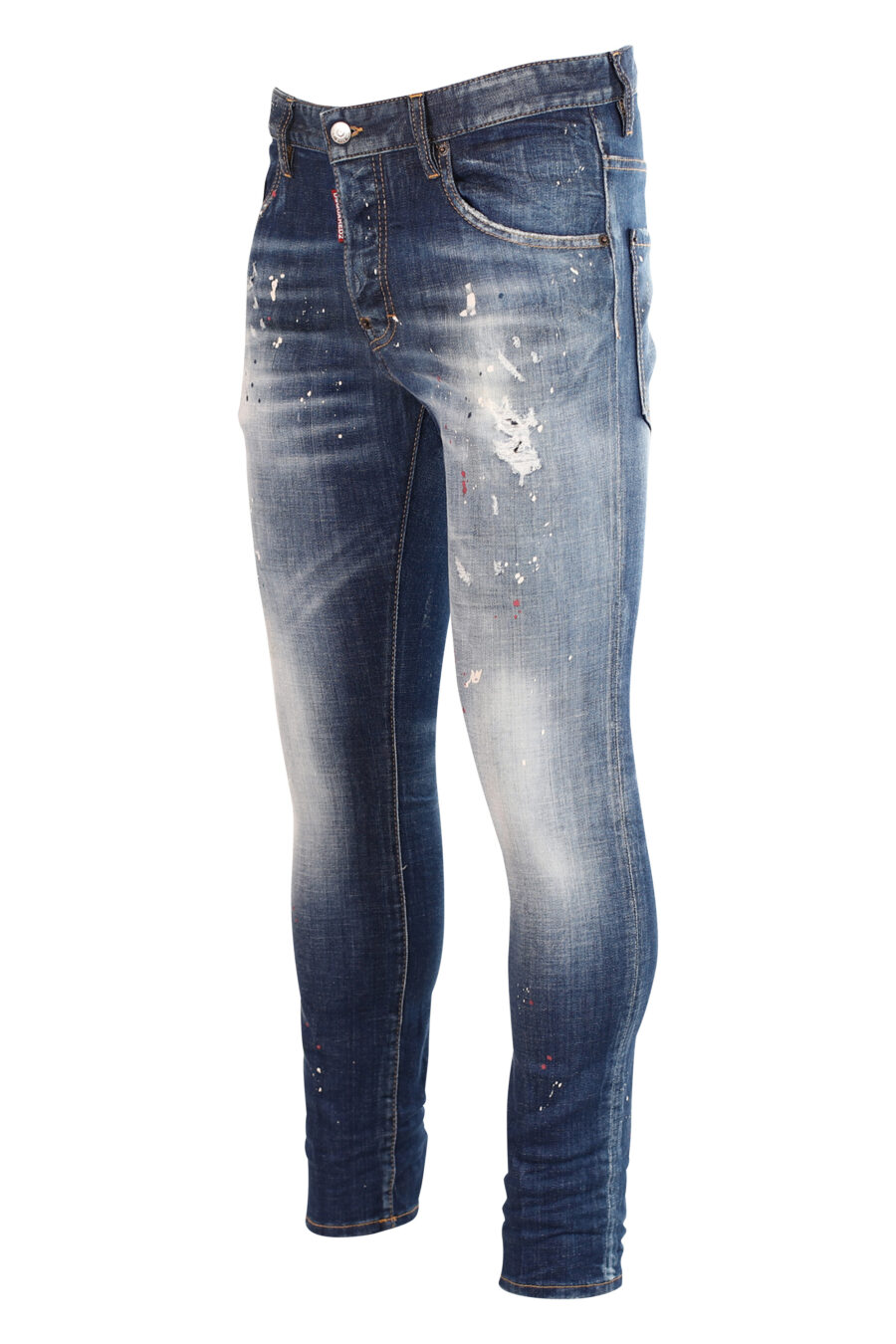 Semi-worn blue "skater" jeans with paint and rips - 8052134940020 2
