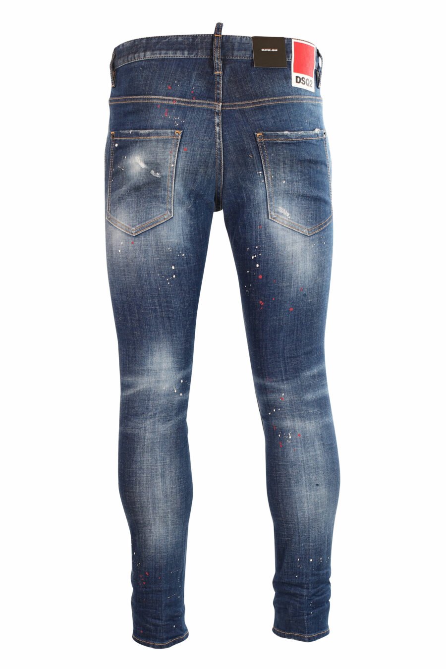 Pantalón vaquero "skater" azul semi desgastado con pintura y rotos - 8052134940020 3