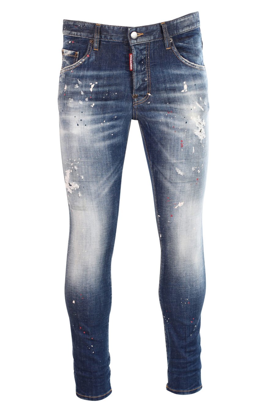 Semi-worn blue "skater" jeans with paint and rips - 8052134940020