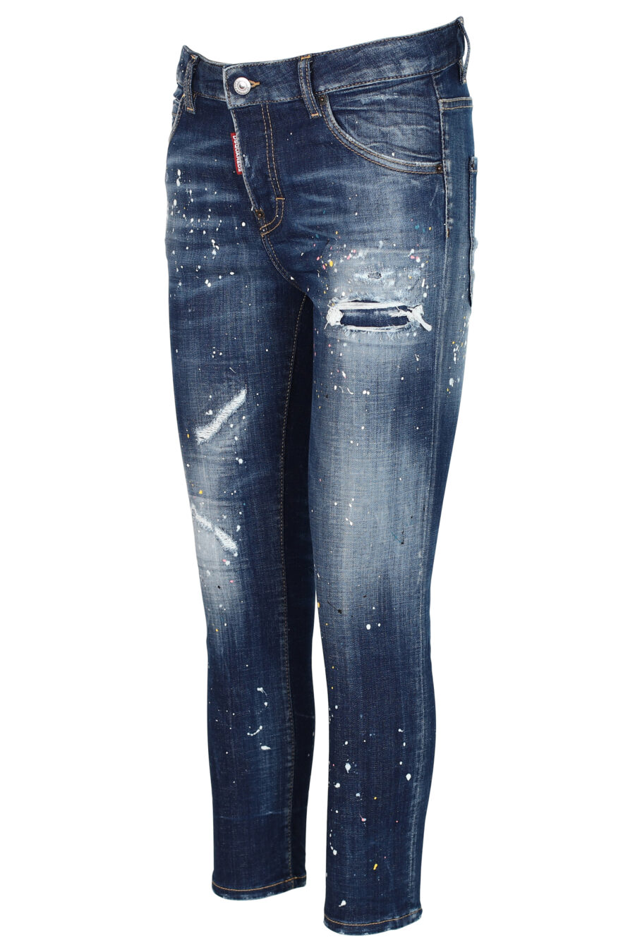 Cool girl cropped jean trousers "Cool girl cropped jean" blue worn with rips - 8052134942512 2