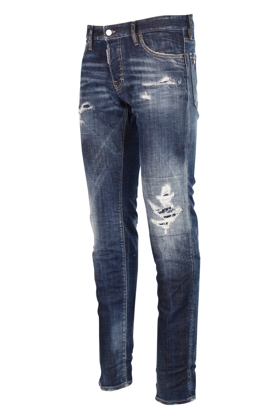 Pantalón vaquero "Slim jean" azul semi desgastado con rotos - 8052134942789