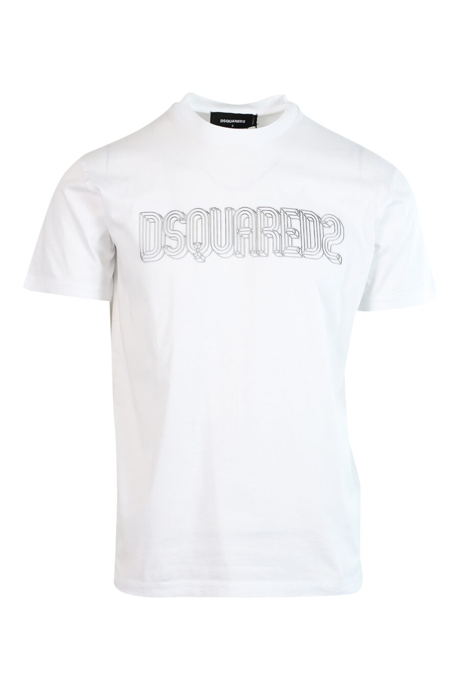 Weißes T-Shirt mit monochromem Logo - 8052134946381