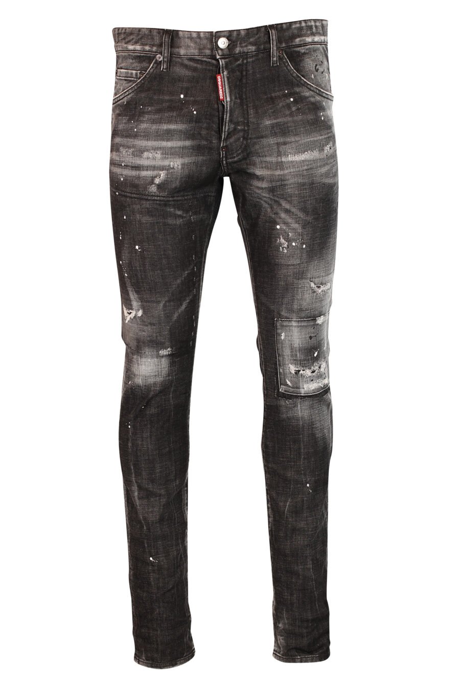 Pantalon en jean noir semi-effiloché et déchiré - 8052134953105