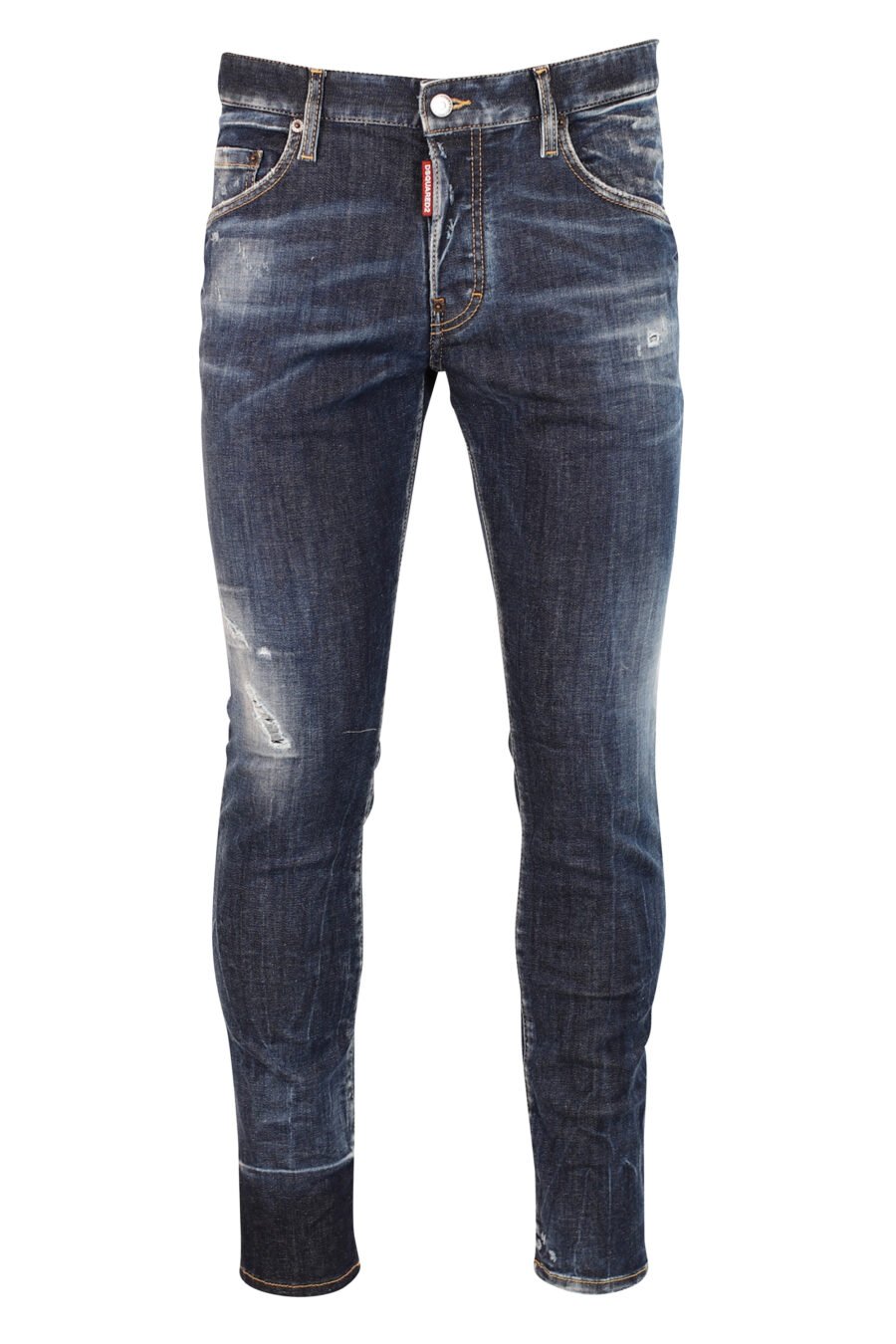 Blue "skater" denim trousers with semi ripped and semi torn - 8052134966679
