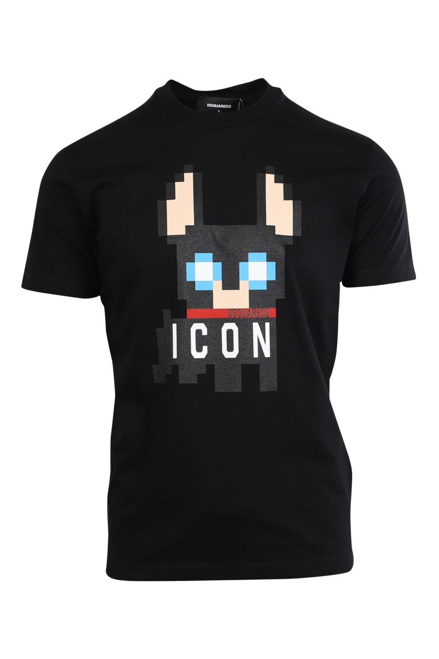 T-shirt noir avec maxilogo chien "Pixeled" - 8052134980774
