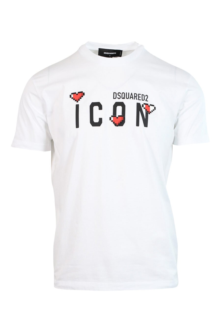 Weißes T-Shirt mit Maxilogo "Icon Herz Pixel" - 8052134980842