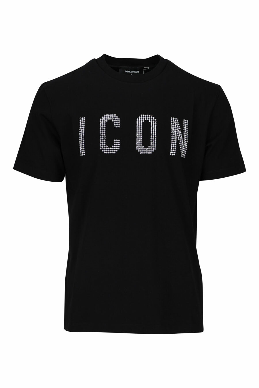 Black T-shirt with white checked "icon" logo - 8052134981399