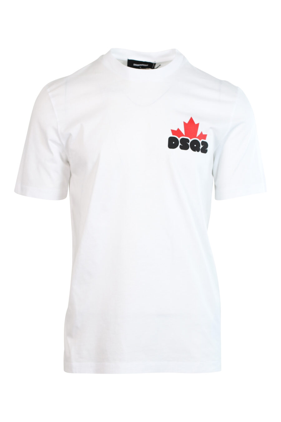 Camiseta blanca con minilogo negro "bold" y hoja naranja - 8052134990148