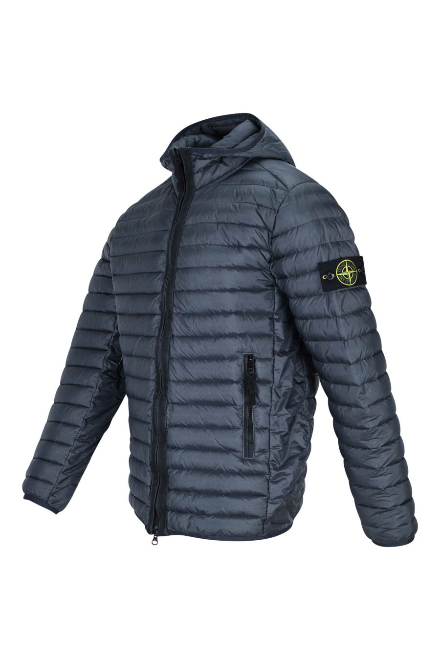 Grey hooded jacket with side logo patch - 8052572723933 1