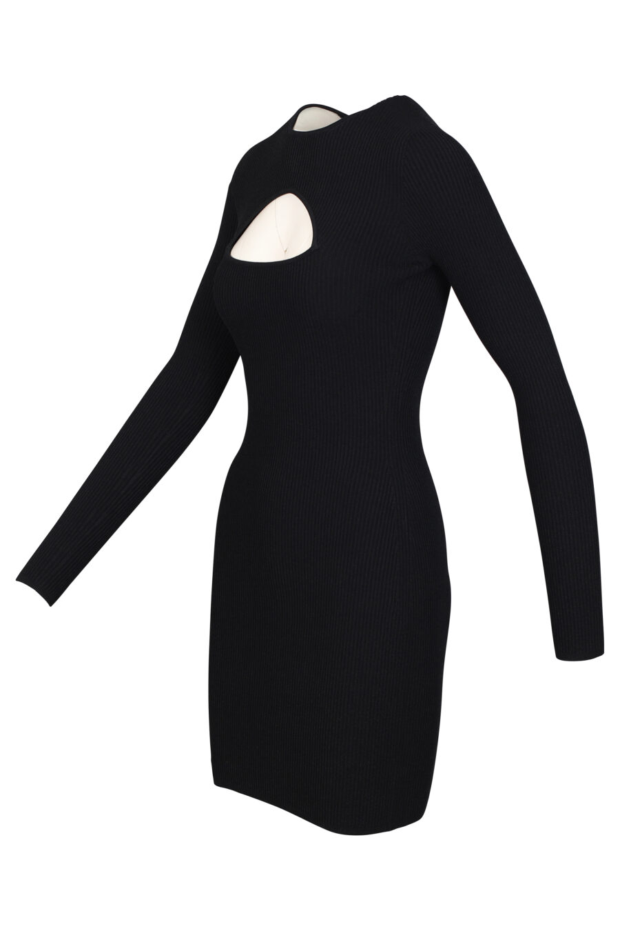 Short black "Cut-Out" dress with long sleeves and neckline - 8054148010836 2