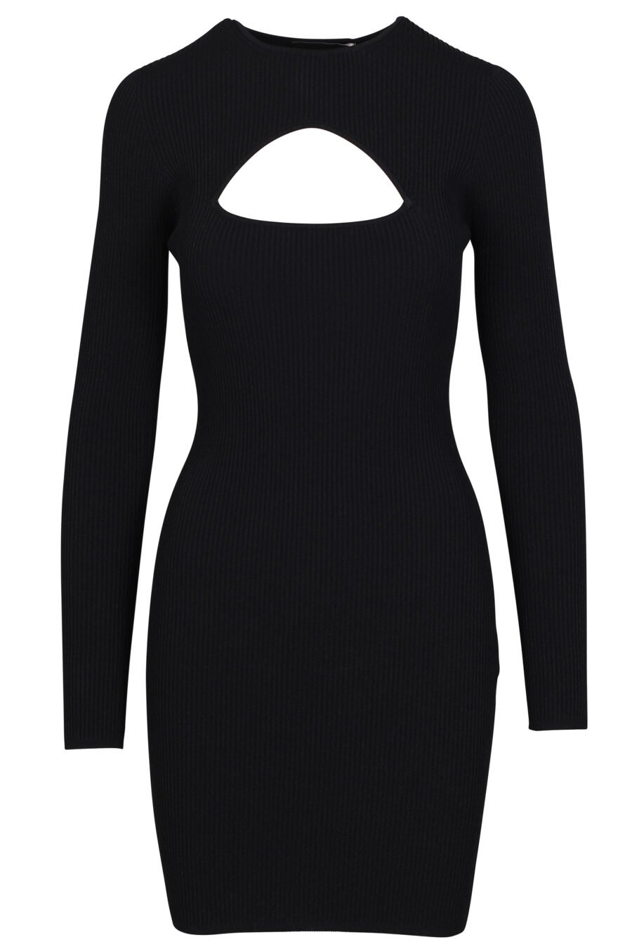 Kurzes schwarzes "Cut-Out" Kleid mit langen Ärmeln und Ausschnitt - 8054148010836