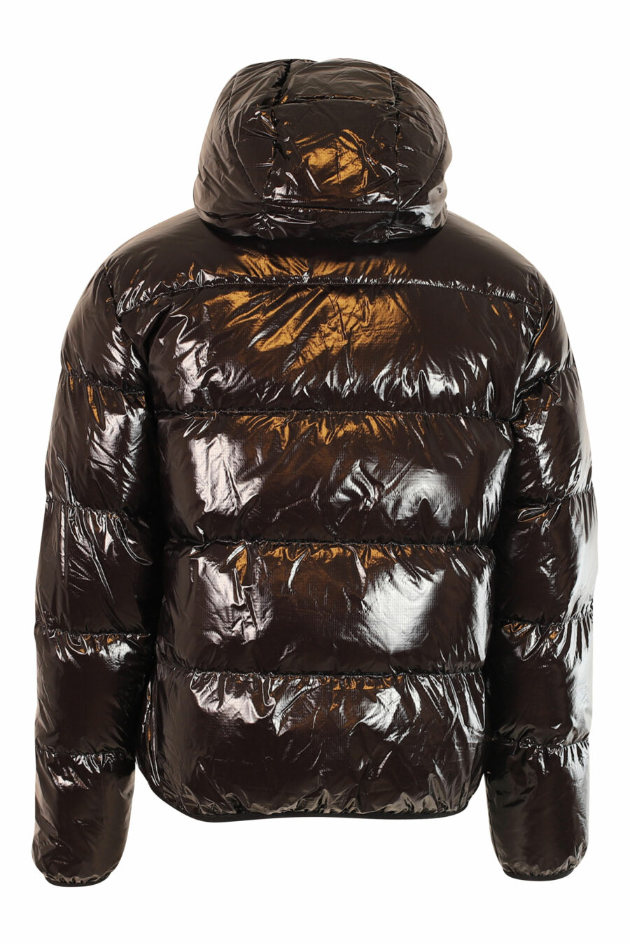 Black shiny puff kaban puffer jacket with high collar and mini-logo - 8054148016357 3