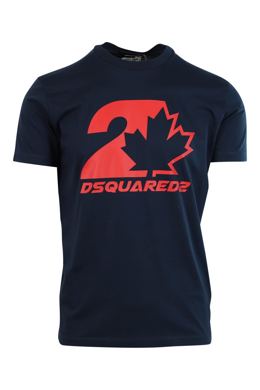 Dunkelblaues T-Shirt mit rotem Mini-Logo in konturierter Blattgrafik - 8054148046569