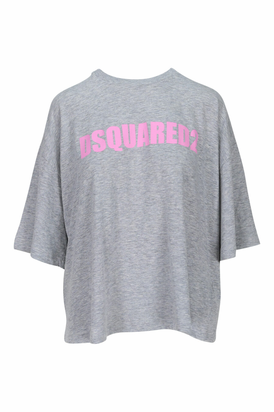 Camiseta gris oversize con maxilogo rosa - 8054148109882