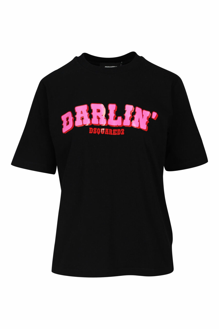 Schwarzes T-Shirt mit fuchsiafarbenem "Darlin"-Maxilogo - 8054148193522