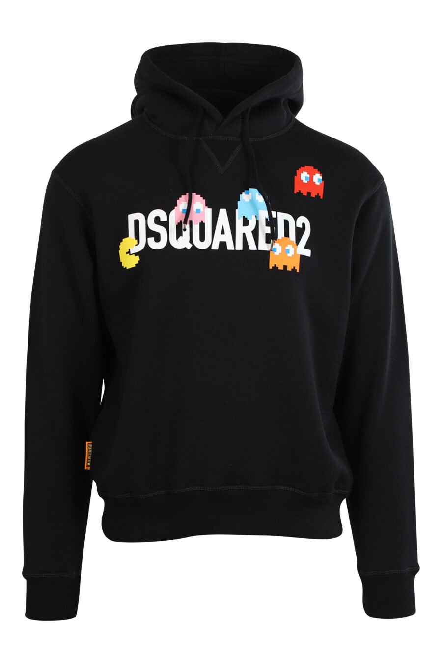 Black hooded sweatshirt with maxilogo "pac-man" - 8054148204082