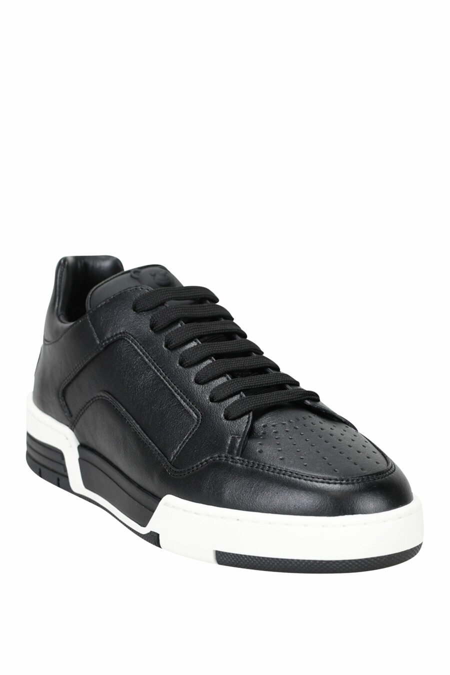 Black leather trainers with white sole and logo - 8054653096394 1