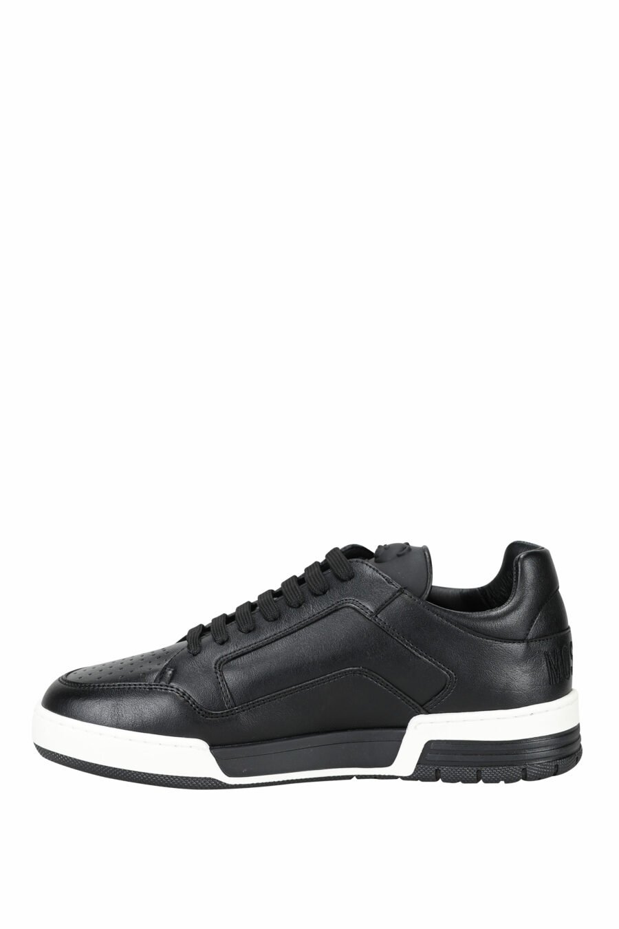 Black leather trainers with white sole and logo - 8054653096394 2