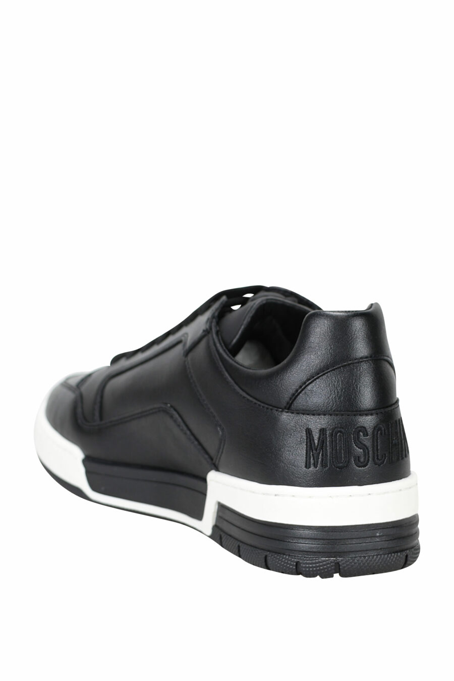 Black leather trainers with white sole and logo - 8054653096394 3