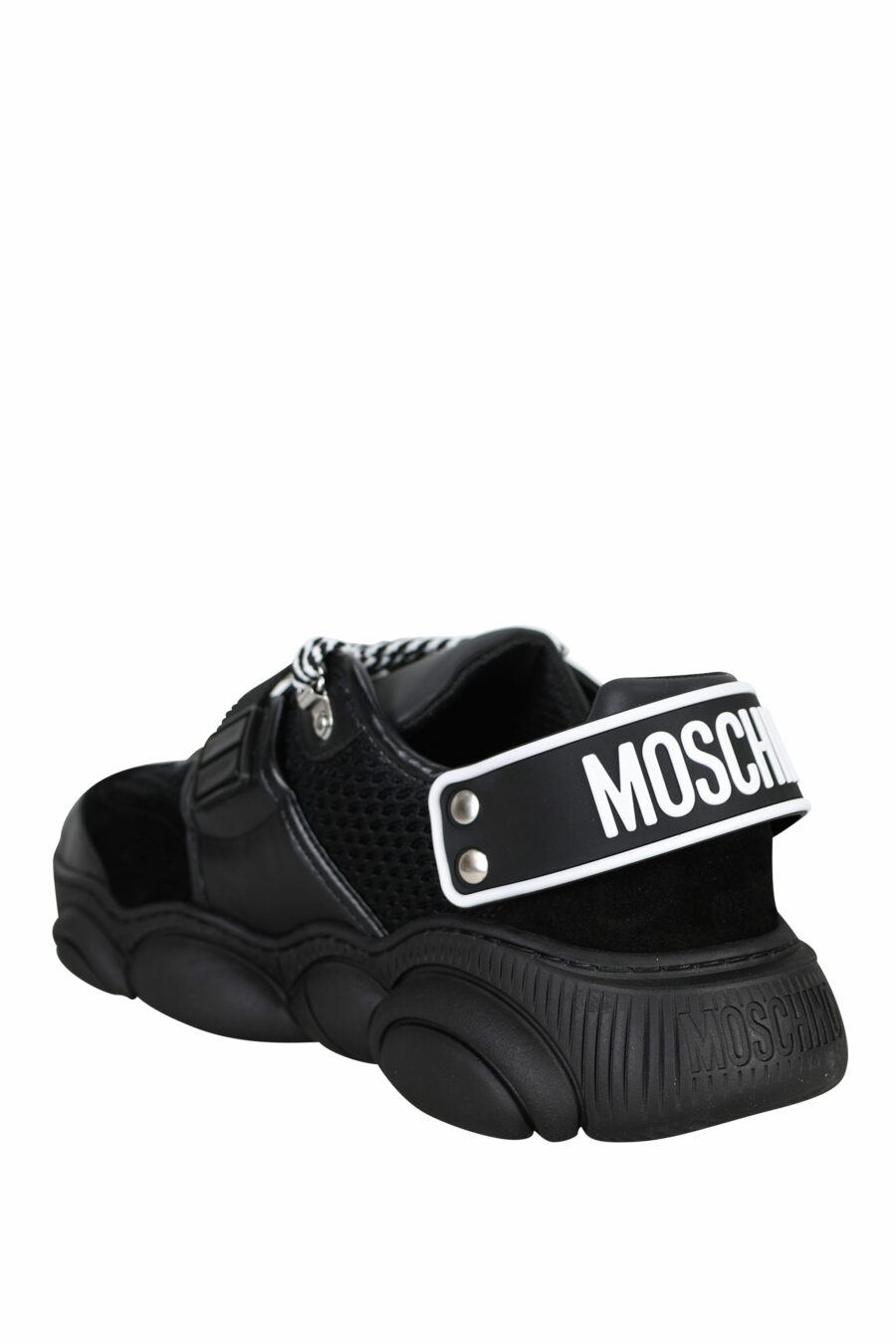 Black trainers with laces and velcro and rubber logo - 8054653226388 3
