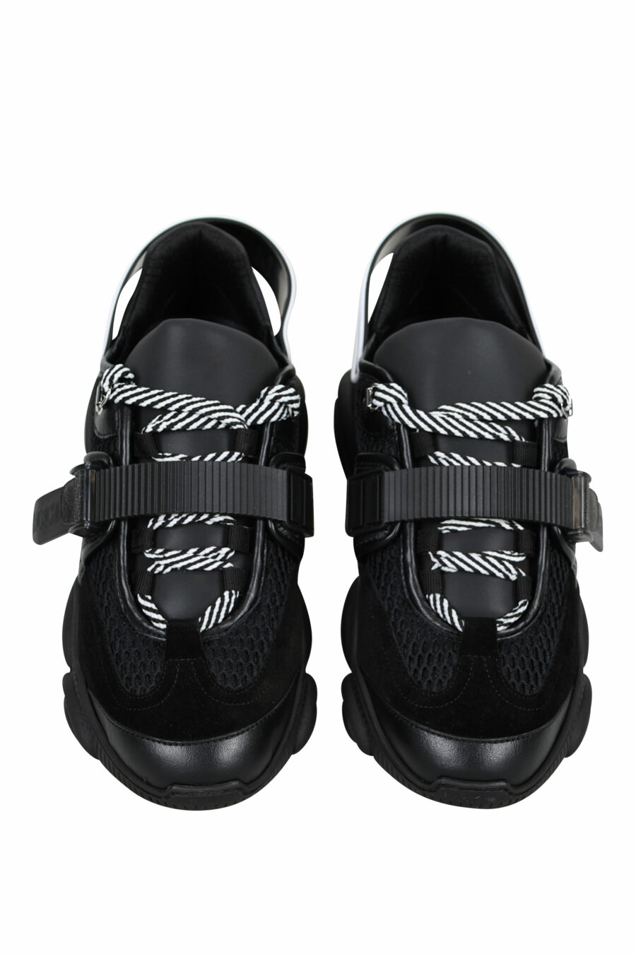 Black trainers with laces and velcro and rubber logo - 8054653226388 4
