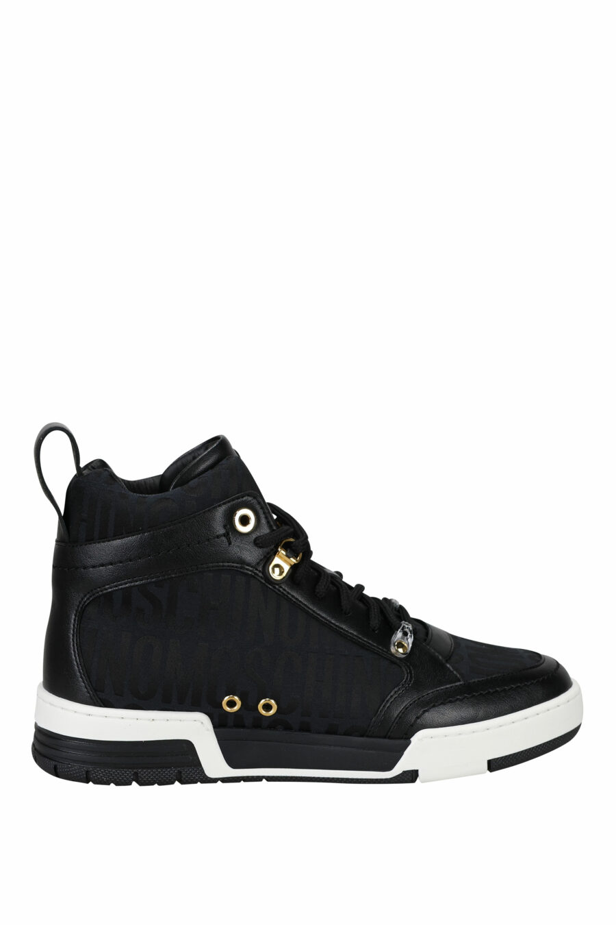 Black "all over logo" high top trainers with white sole - 8054653825758