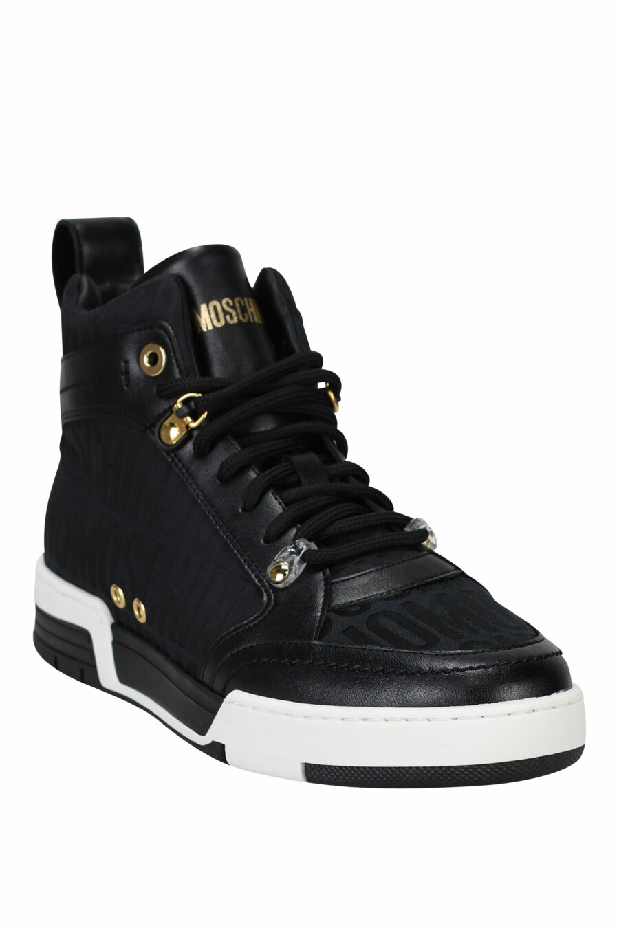 Black "all over logo" high top trainers with white sole - 8054653825758 1