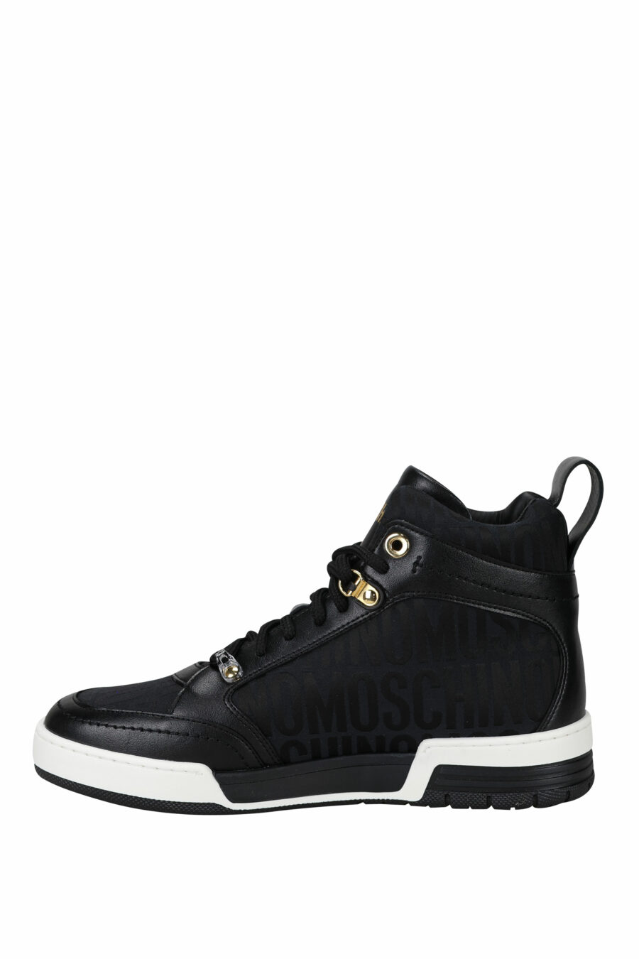 Black "all over logo" high top trainers with white sole - 8054653825758 2