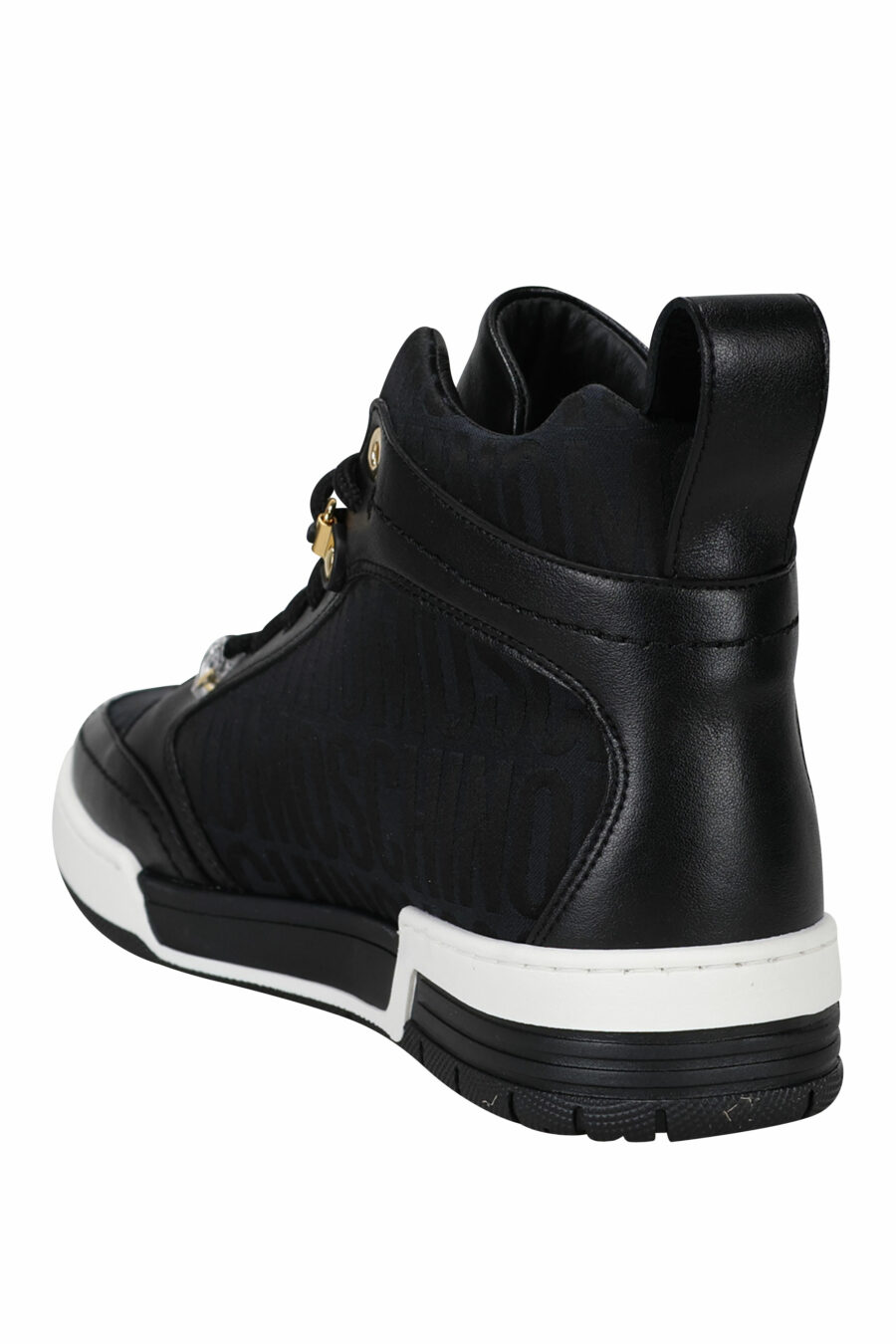 Black "all over logo" high top trainers with white sole - 8054653825758 3