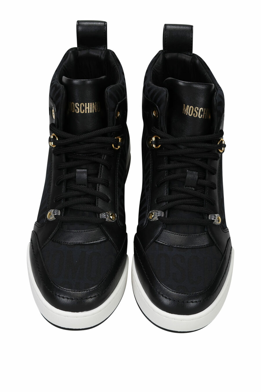 Black "all over logo" high top trainers with white sole - 8054653825758 4