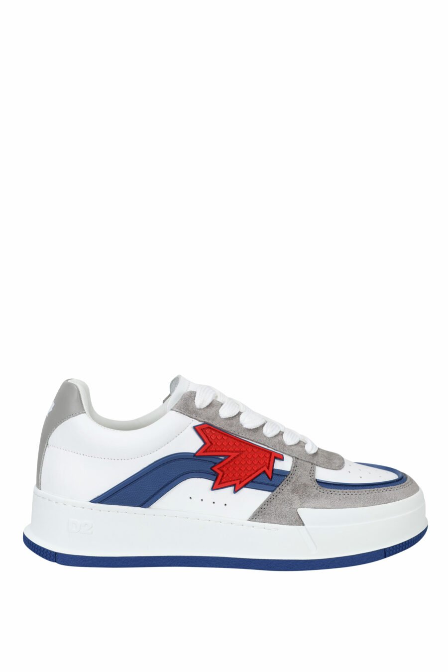 White trainers mix with grey, blue and red leaf logo - 8055777242216