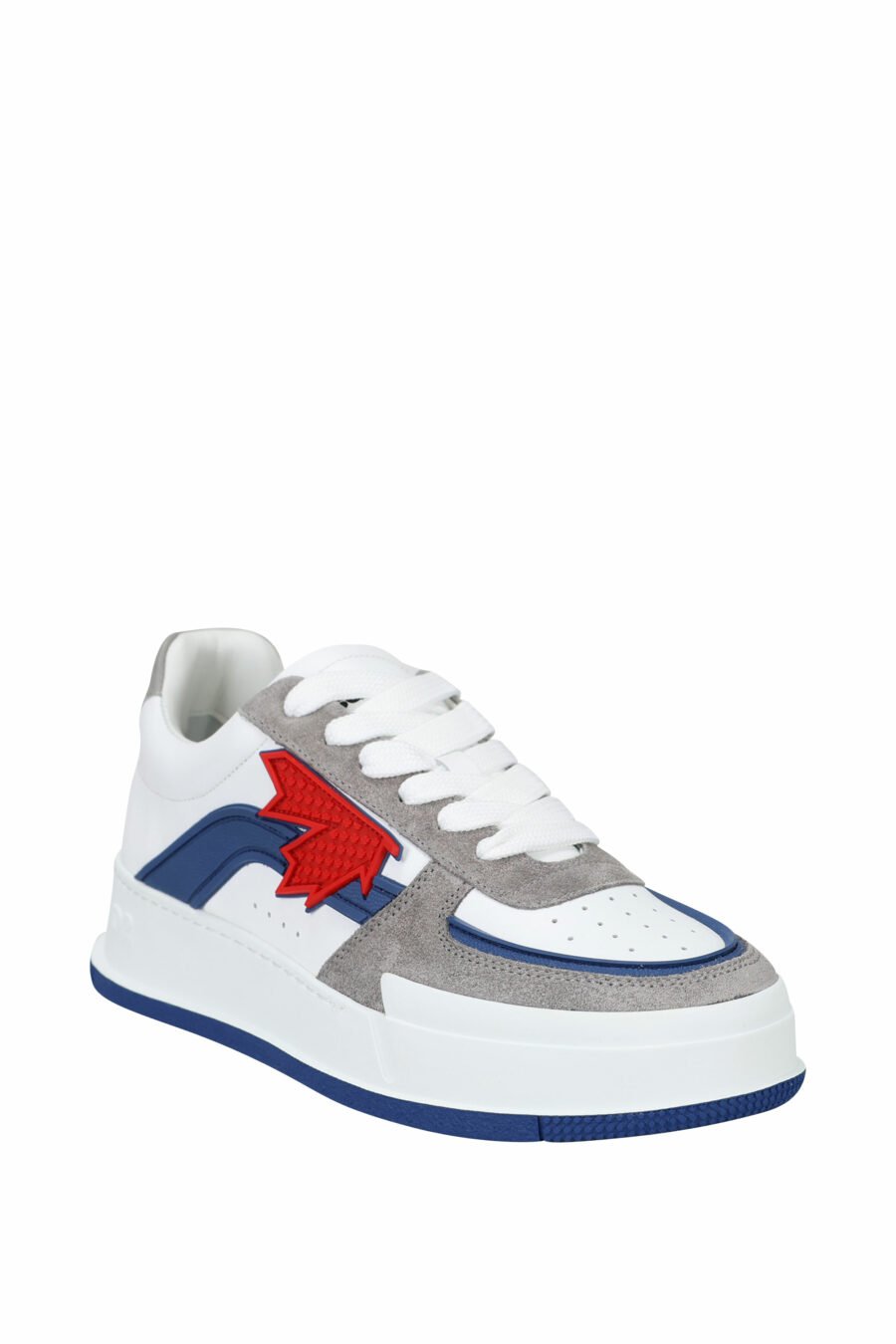 Zapatillas blancas mix con gris, azul y logo hoja roja - 8055777242216 1