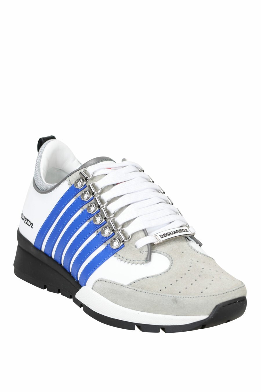 Zapatillas blancas con mix en gris, líneas azules y detalles en negro - 8055777244326