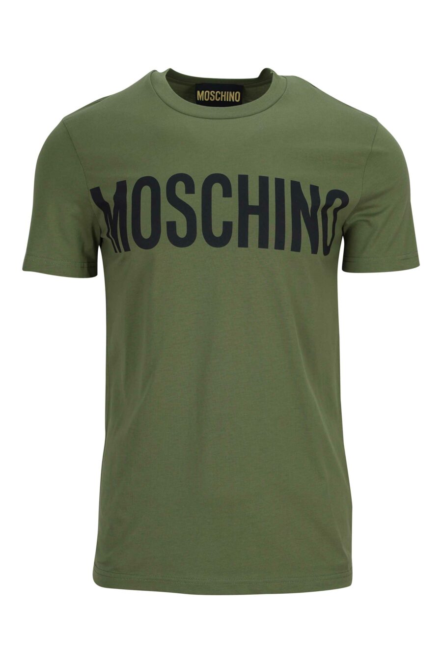 T-shirt verde militar de algodão orgânico com maxilogue preto - 889316649246
