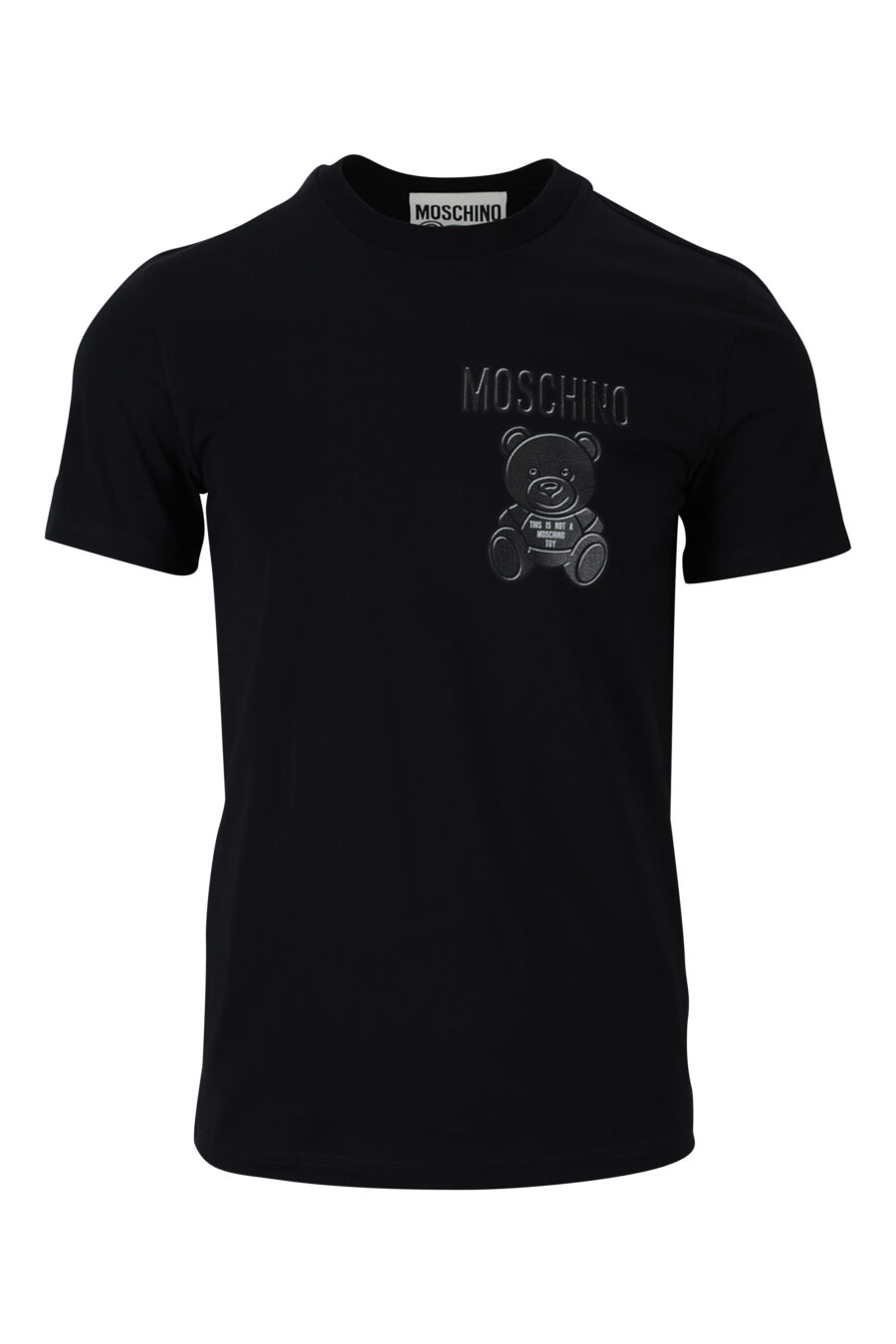 T-shirt preta em algodão ecológico com mini-logotipo "teddy" - 889316853124