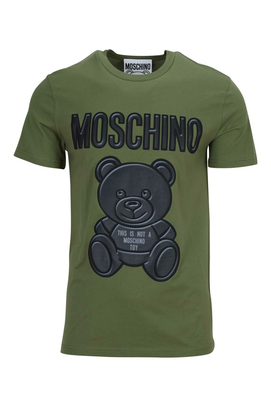 Military green t-shirt in organic cotton with "teddy" maxilogo - 889316854527