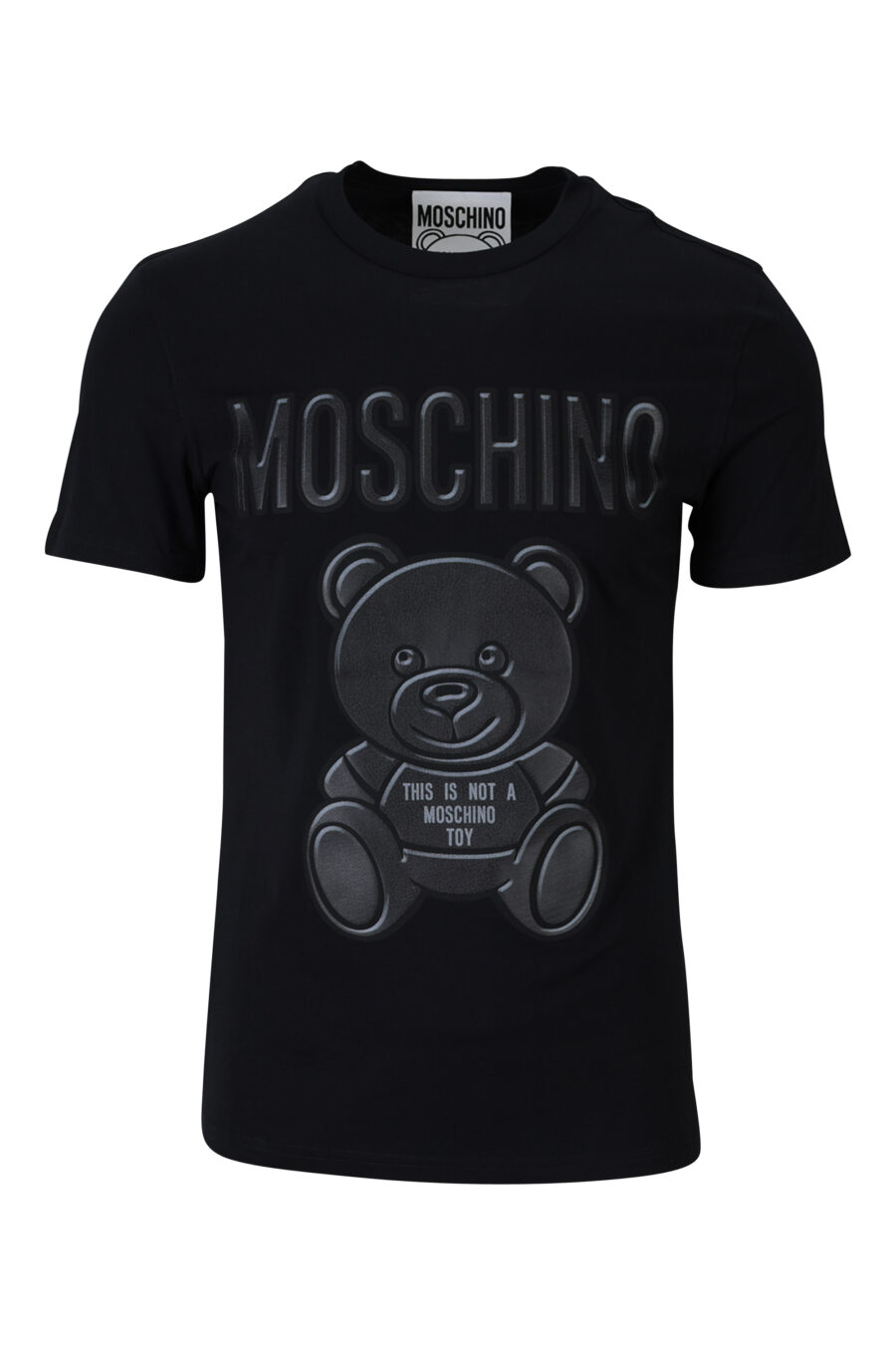 Black organic cotton t-shirt with "teddy" maxilogo - 889316854589