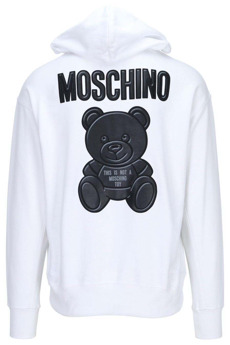 Weißes Öko-Reißverschluss-Sweatshirt mit Kapuze und schwarzem "Teddy"-Maxilogo auf dem Rücken - 889316854763 1